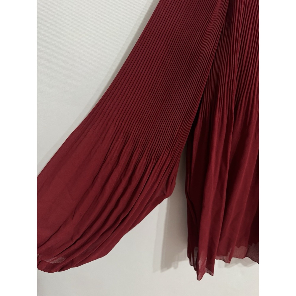 Quince Large Chiffon Pleated V Neck Blouse Romantic Feminine Poet Sleeve Top - Picture 5 of 9